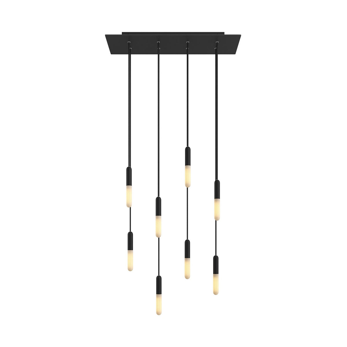 Lampada a sospensione a 8 cadute con XXL Rose-One rettangolare 675 mm con finiture in metallo - Nero opaco
