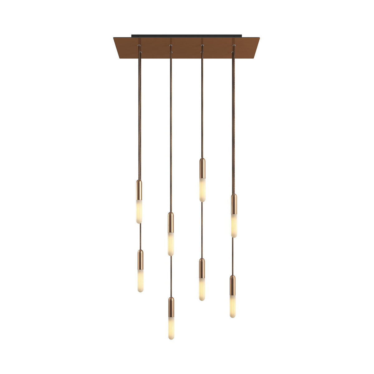 Lampada a sospensione a 8 cadute con XXL Rose-One rettangolare 675 mm con finiture in metallo - Rame satinato