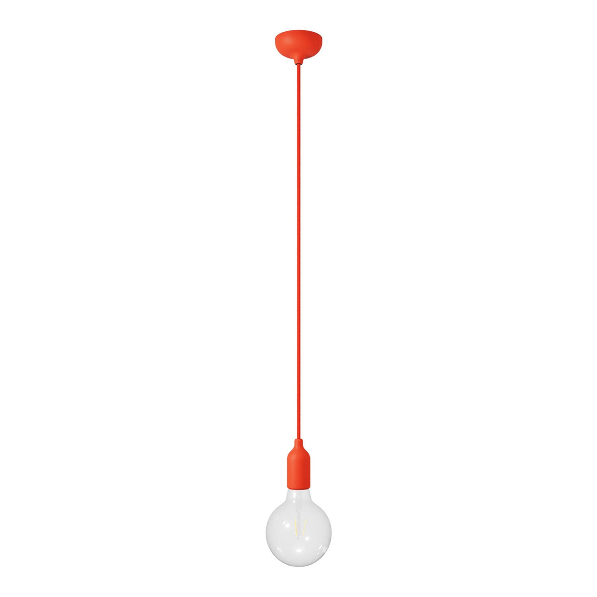 Lampada a sospensione colorata in silicone con cavo tessile - Arancione
