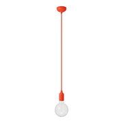 Lampada a sospensione colorata in silicone con cavo tessile - Arancione