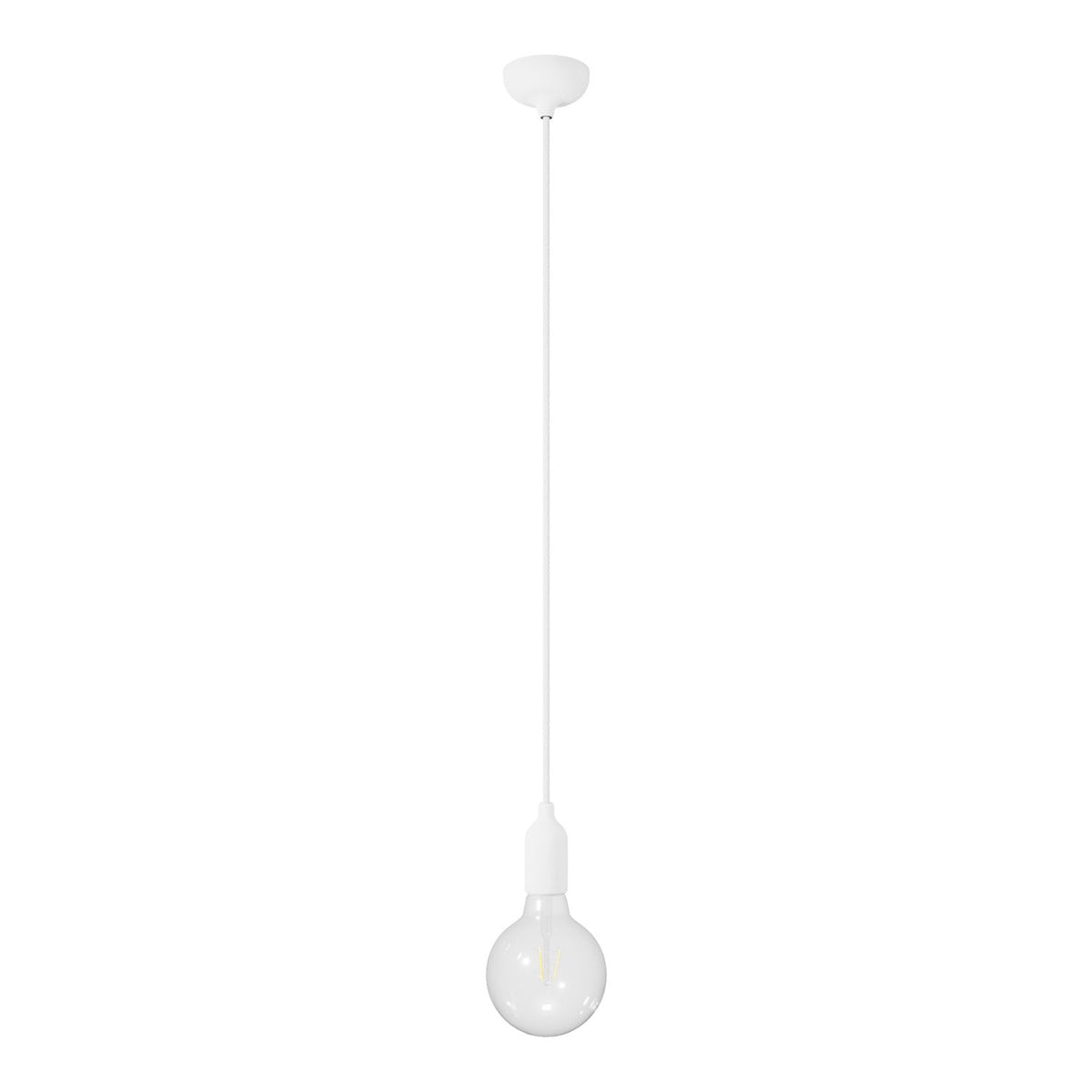 Lampada a sospensione colorata in silicone con cavo tessile - Bianco