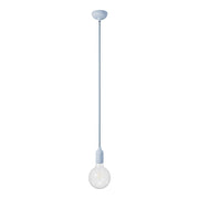 Lampada a sospensione colorata in silicone con cavo tessile - Blu carta da zucchero