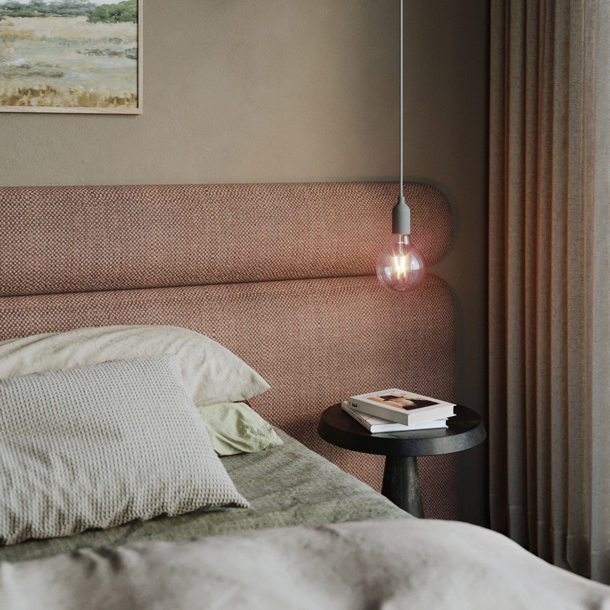 Lampada a sospensione colorata in silicone con cavo tessile - Grigio