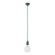 Lampada a sospensione colorata in silicone con cavo tessile - Petrolio