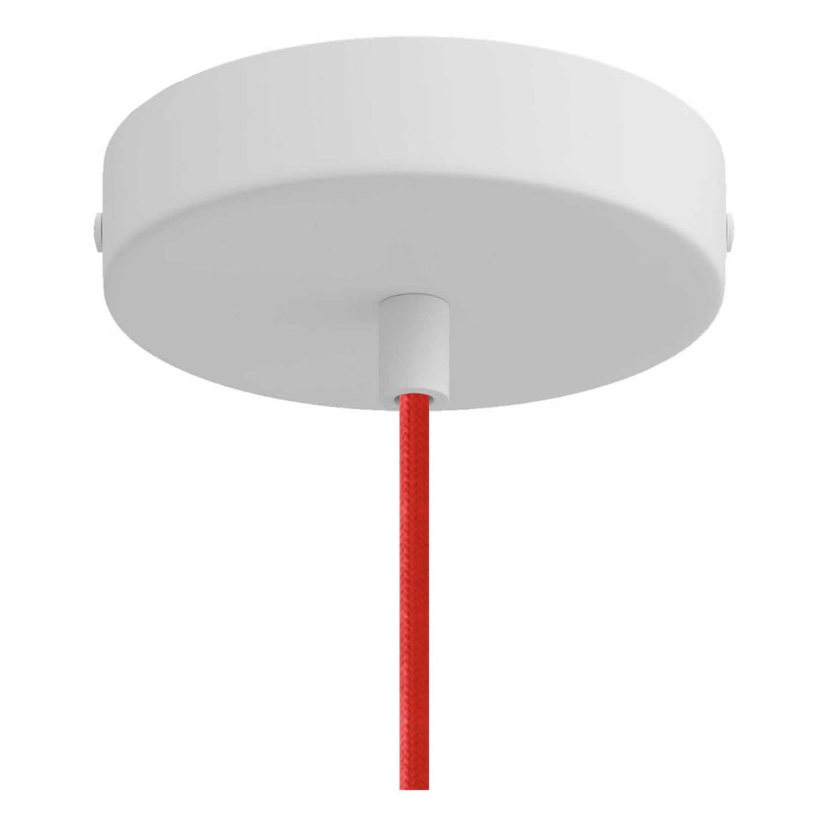 Lampada a sospensione completa di cavo tessile e paralume Campana XL in ceramica - Bianco lucido