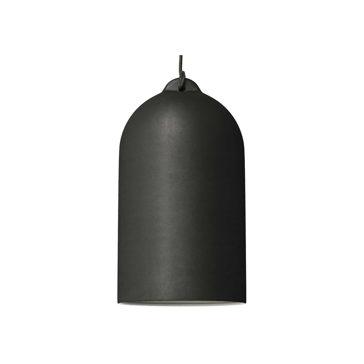 Lampada a sospensione completa di cavo tessile e paralume Campana XL in ceramica - Lavagna
