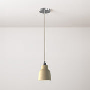 Lampada a sospensione completa di cavo tessile, paralume Vaso in ceramica e finiture in metallo - Tortora striato