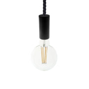 Lampada a sospensione completa di cordone nautico XL 16 mm con finiture in legno verniciato - Nero