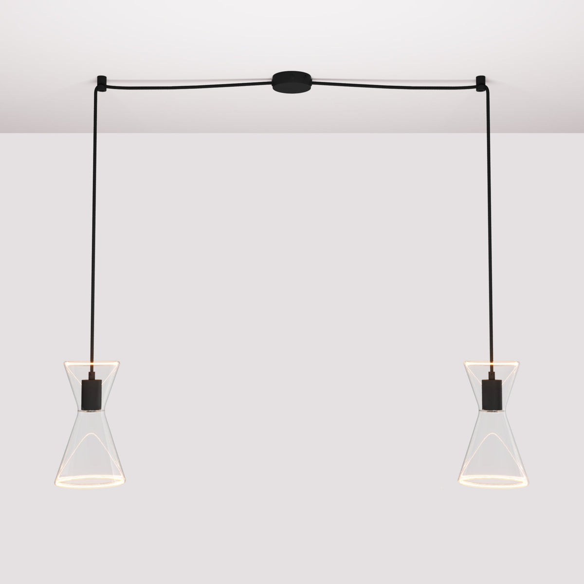 Lampada a sospensione con due cadute con Ghost Doppio cono - Nero