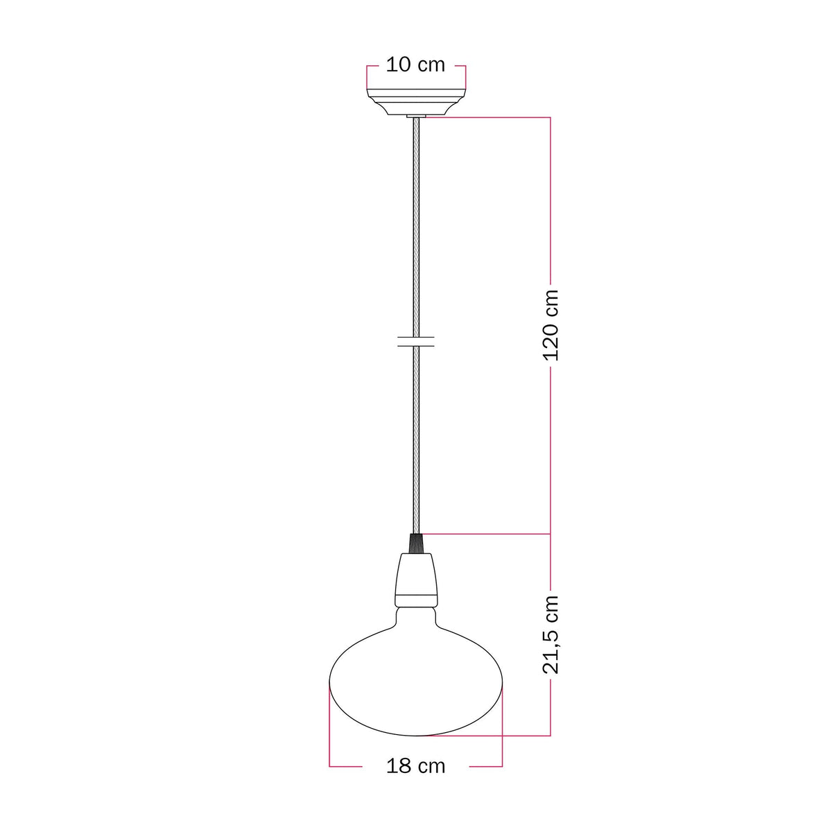 Lampada a sospensione con finitura in porcellana con lampadine LED Ellipse effetto porcellana - Bianco
