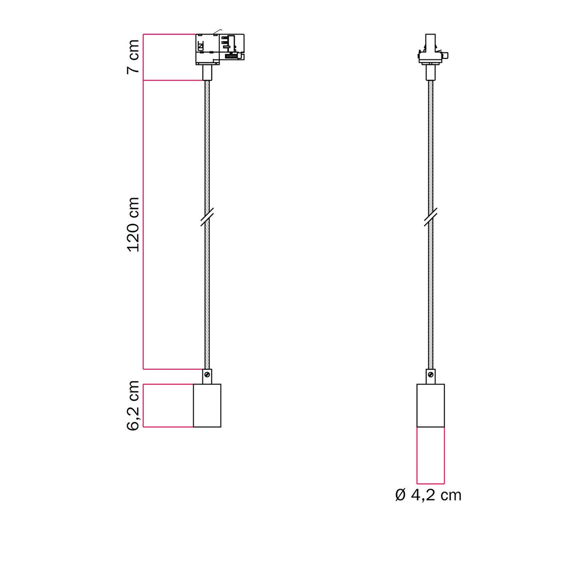Lampada a sospensione con finiture in metallo satinato per binari - Bronzo satinato
