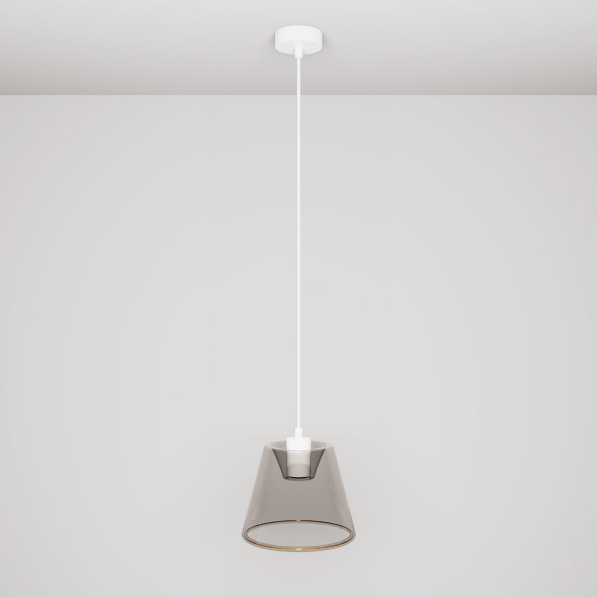 Lampada a sospensione con lampadina Ghost a cono smoky - Bianco