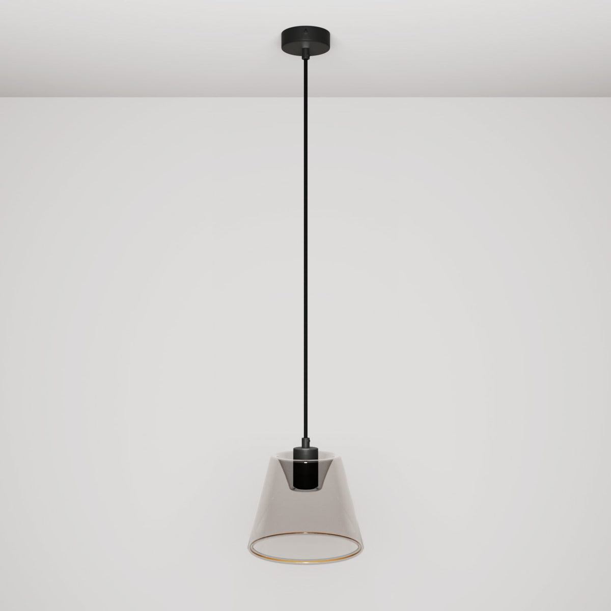 Lampada a sospensione con lampadina Ghost a cono smoky - Nero