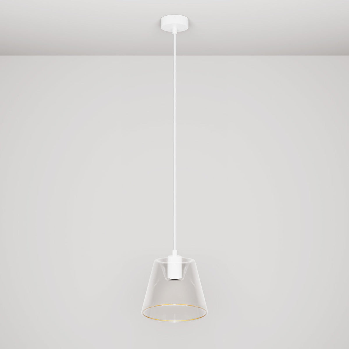 Lampada a sospensione con lampadina Ghost a cono trasparente - Bianco