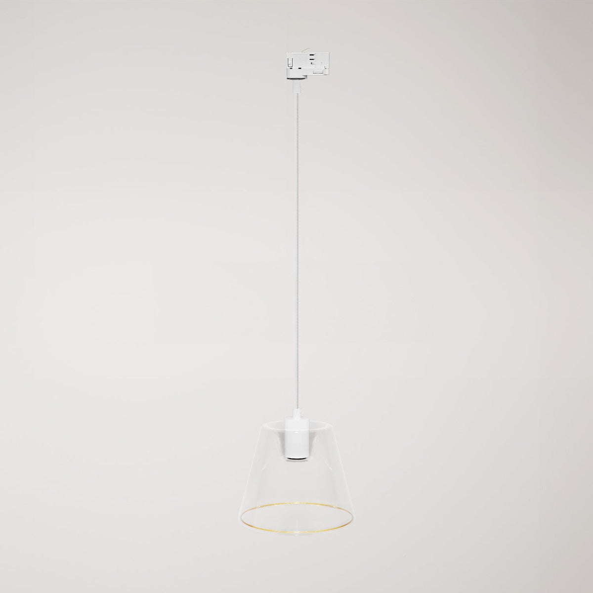 Lampada a sospensione con lampadina Ghost a cono trasparente per binari - Bianco
