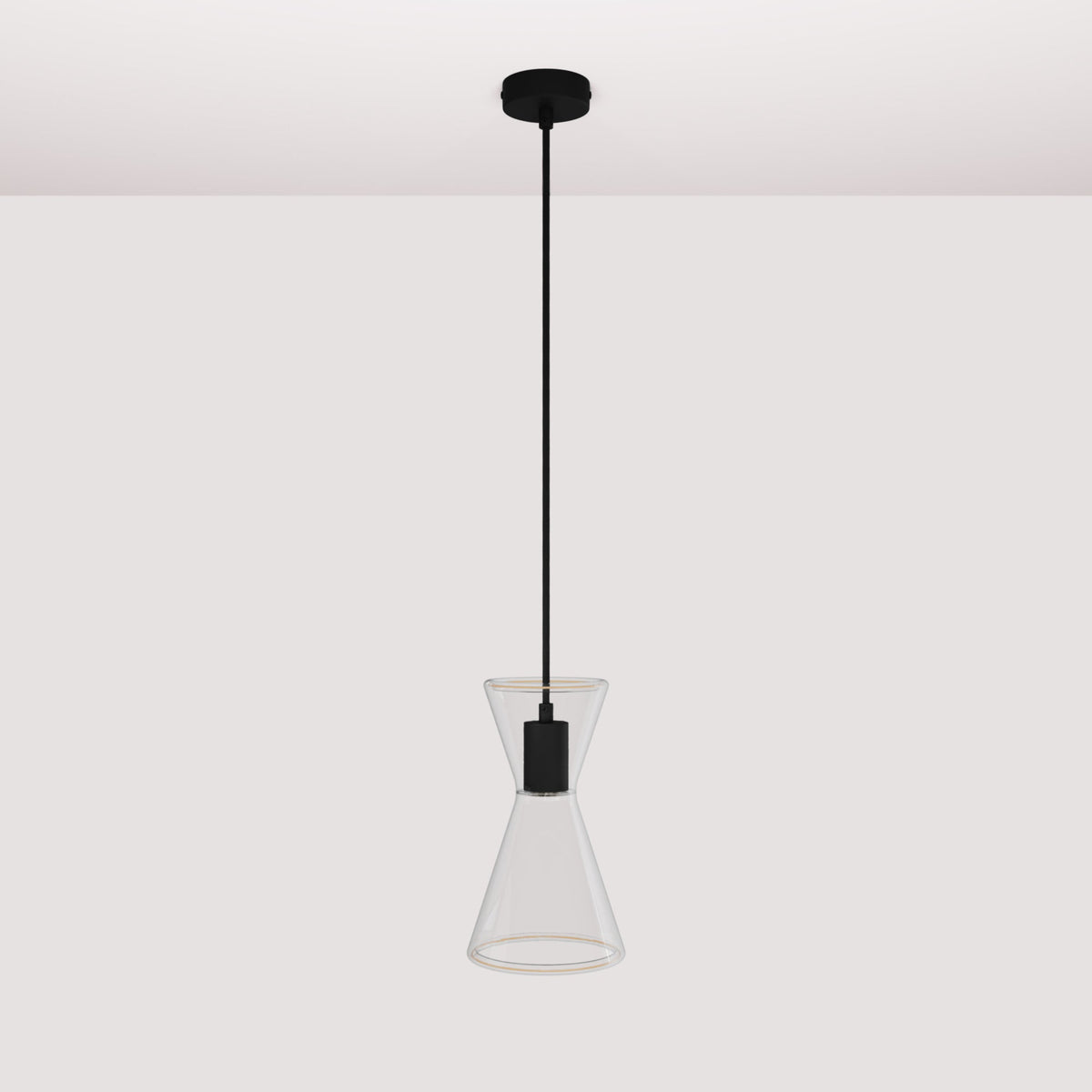 Lampada a sospensione con lampadina Ghost Doppio cono - Nero