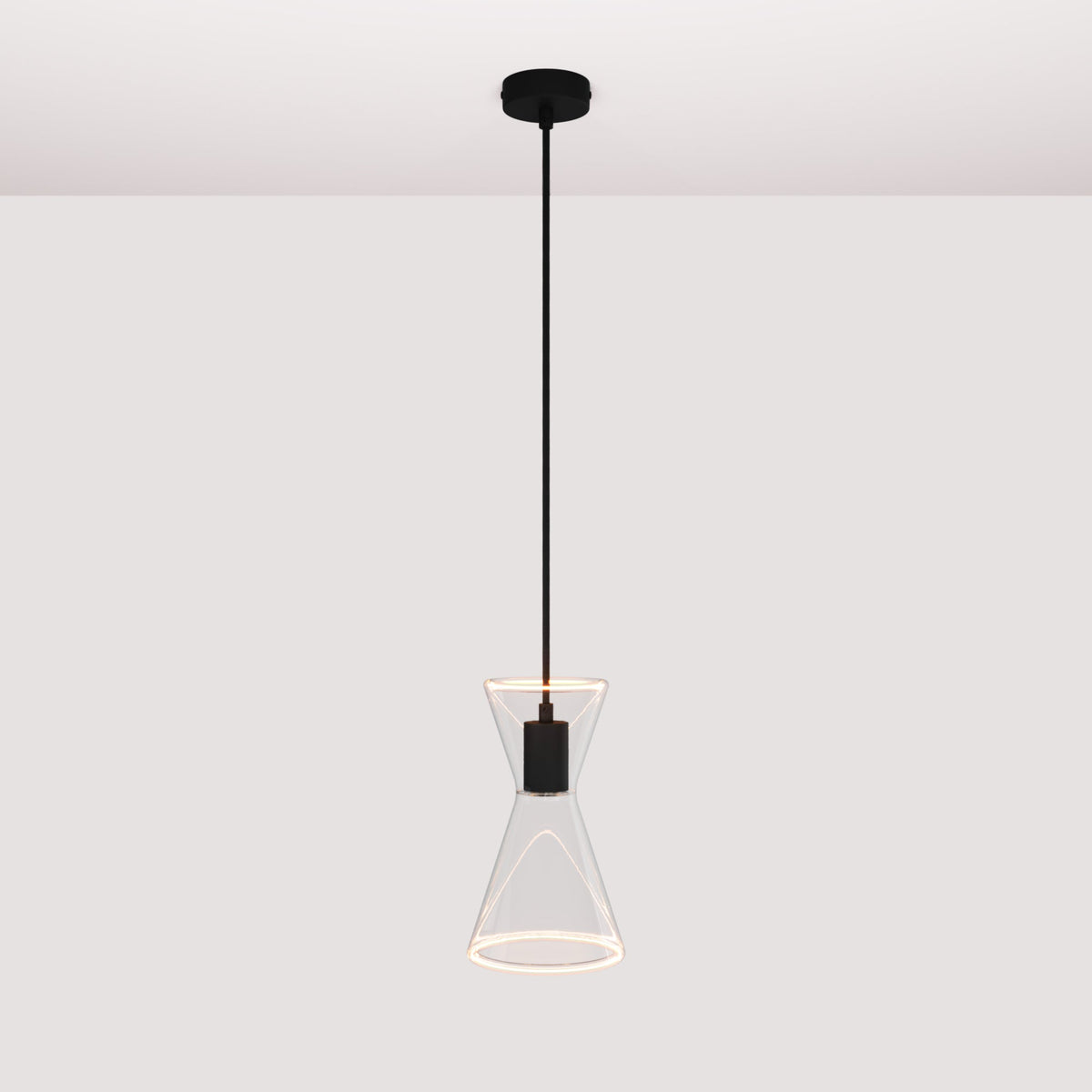 Lampada a sospensione con lampadina Ghost Doppio cono - Nero