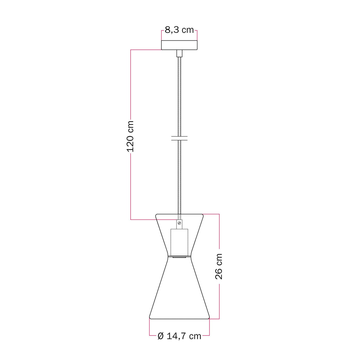 Lampada a sospensione con lampadina Ghost Doppio cono - Titanio satinato