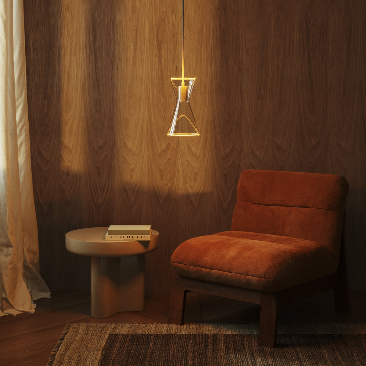 Lampada a sospensione con lampadina Ghost Doppio cono - Titanio satinato