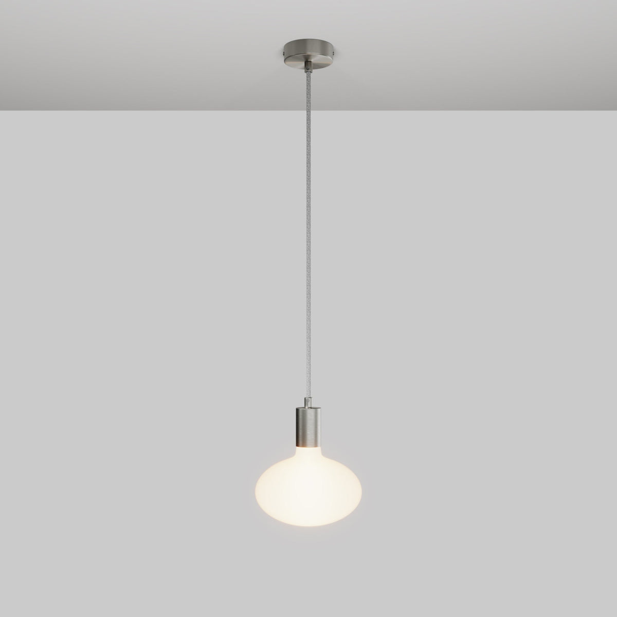 Lampada a sospensione con lampadina LED Ellipse effetto porcellana - Titanio satinato