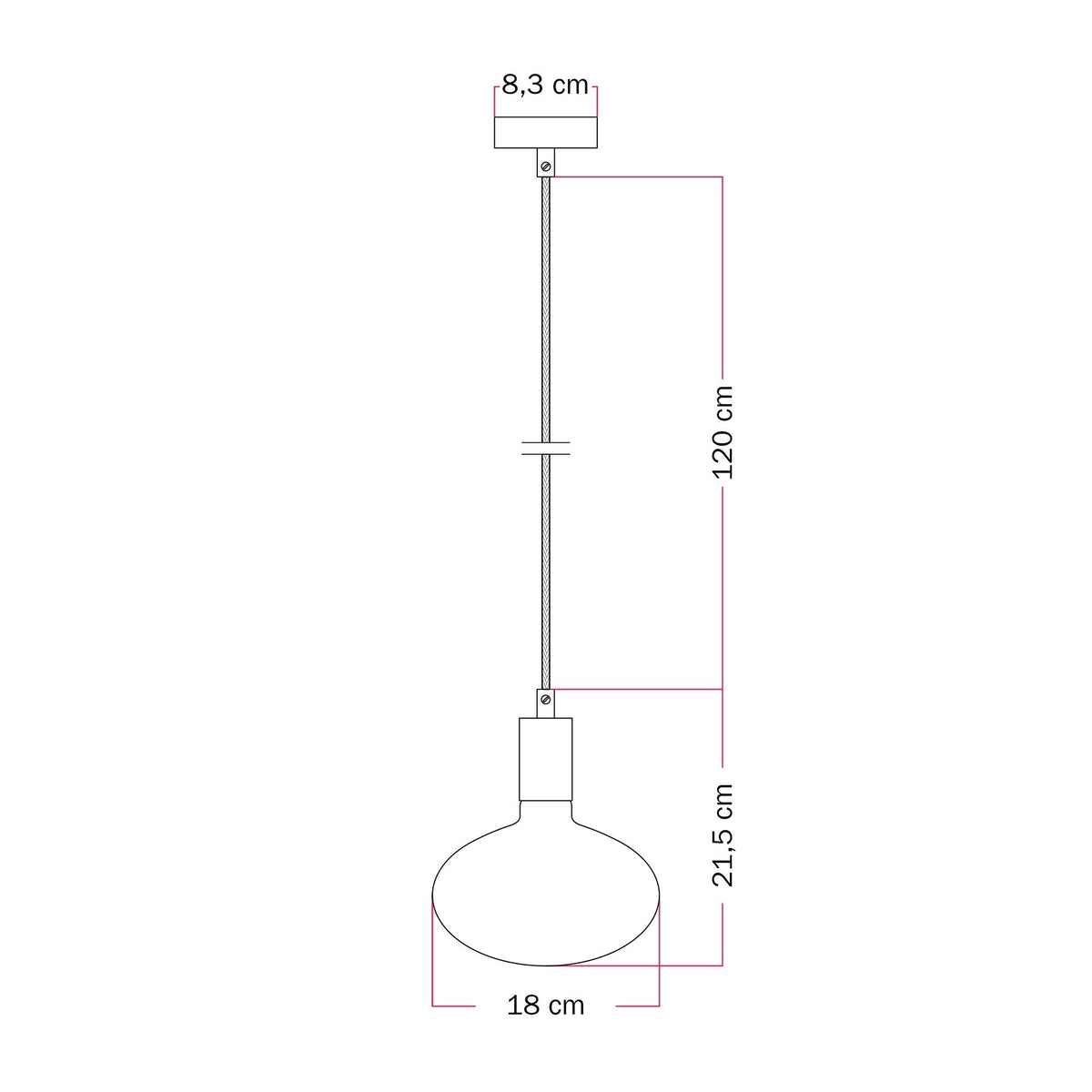 Lampada a sospensione con lampadina LED Ellipse effetto porcellana - Titanio satinato