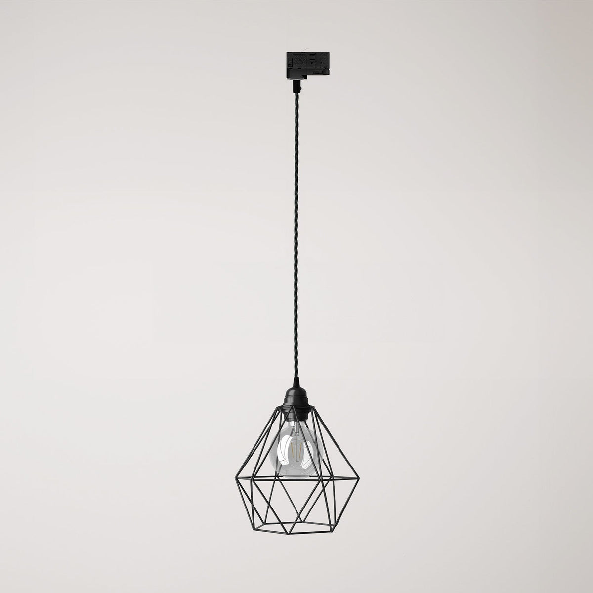 Lampada a sospensione con paralume a gabbia Diamond per binari - Nero