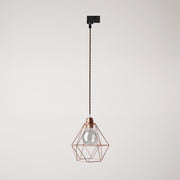 Lampada a sospensione con paralume a gabbia Diamond per binari - Rame