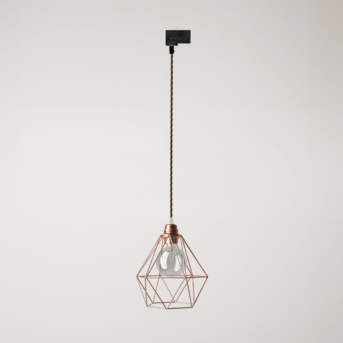 Lampada a sospensione con paralume a gabbia Diamond per binari - Rame
