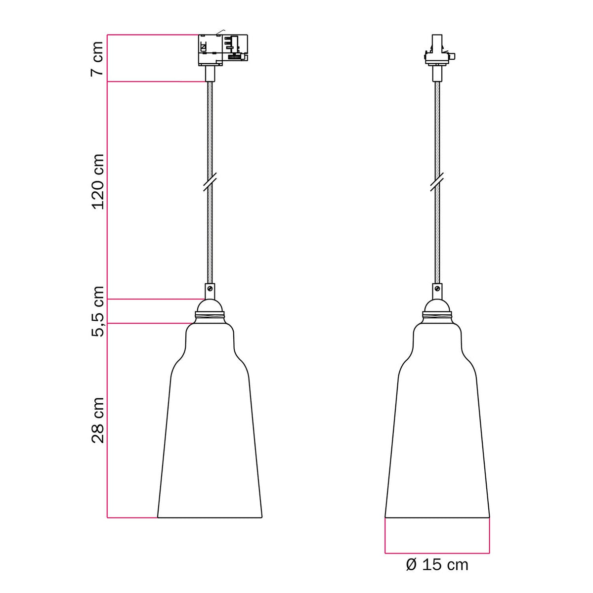 Lampada a sospensione con paralume Bottiglia e adattatore binari - Effetto corten