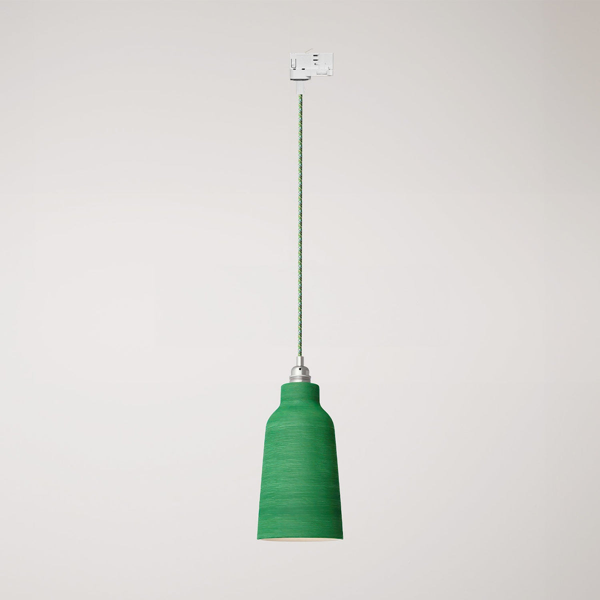 Lampada a sospensione con paralume Bottiglia e adattatore binari - Evergreen striato