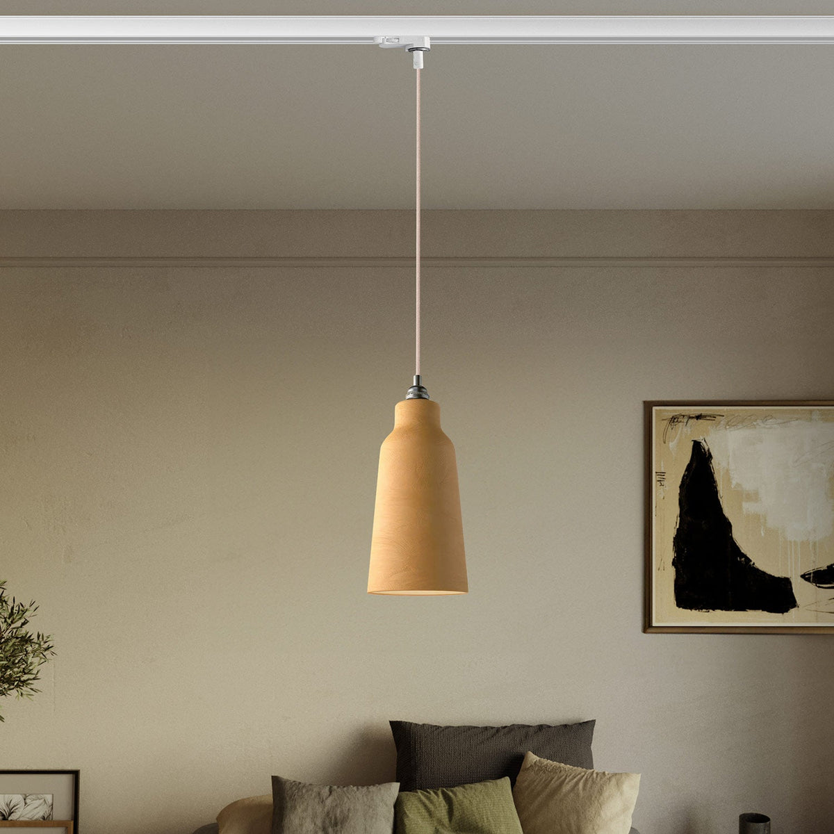 Lampada a sospensione con paralume Bottiglia e adattatore binari - Terracotta striato