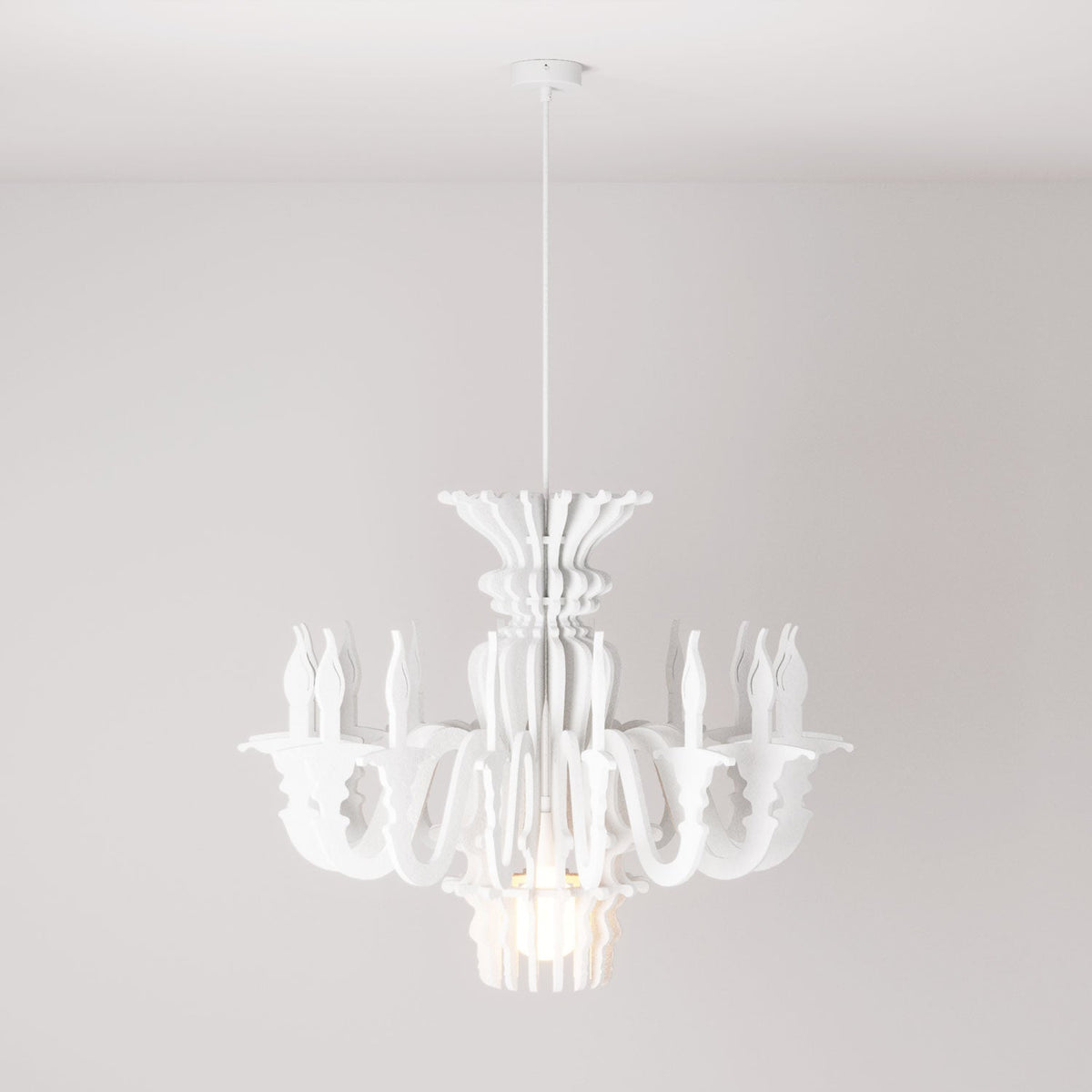 Lampada a sospensione con paralume classico SHHANDELIER in materiale fonoassorbente - Bianco melange