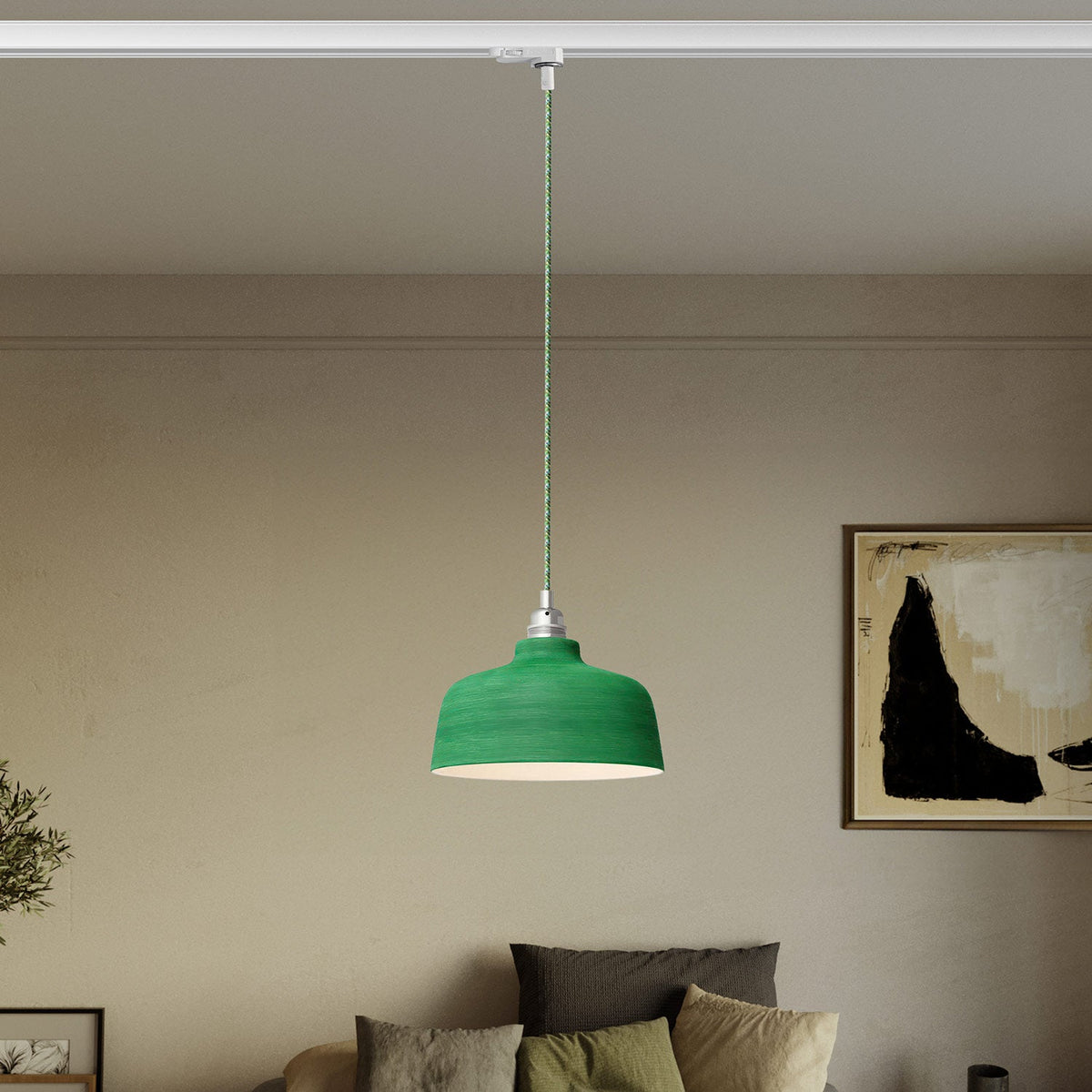 Lampada a sospensione con paralume Coppa e adattatore per binario - Evergreen striato