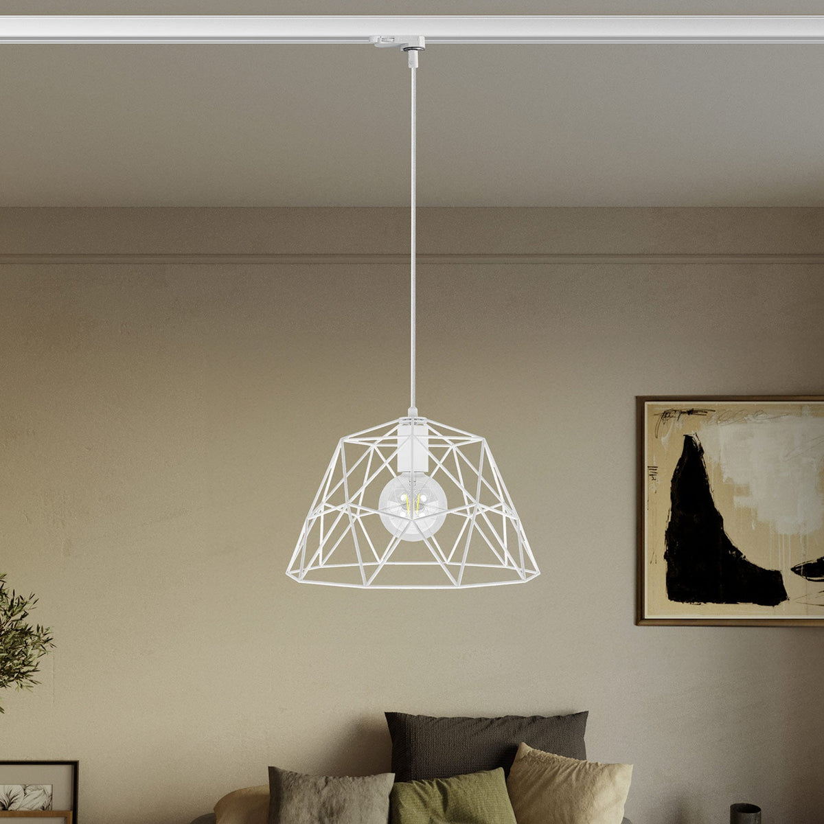 Lampada a sospensione con paralume Dome per binari - Bianco