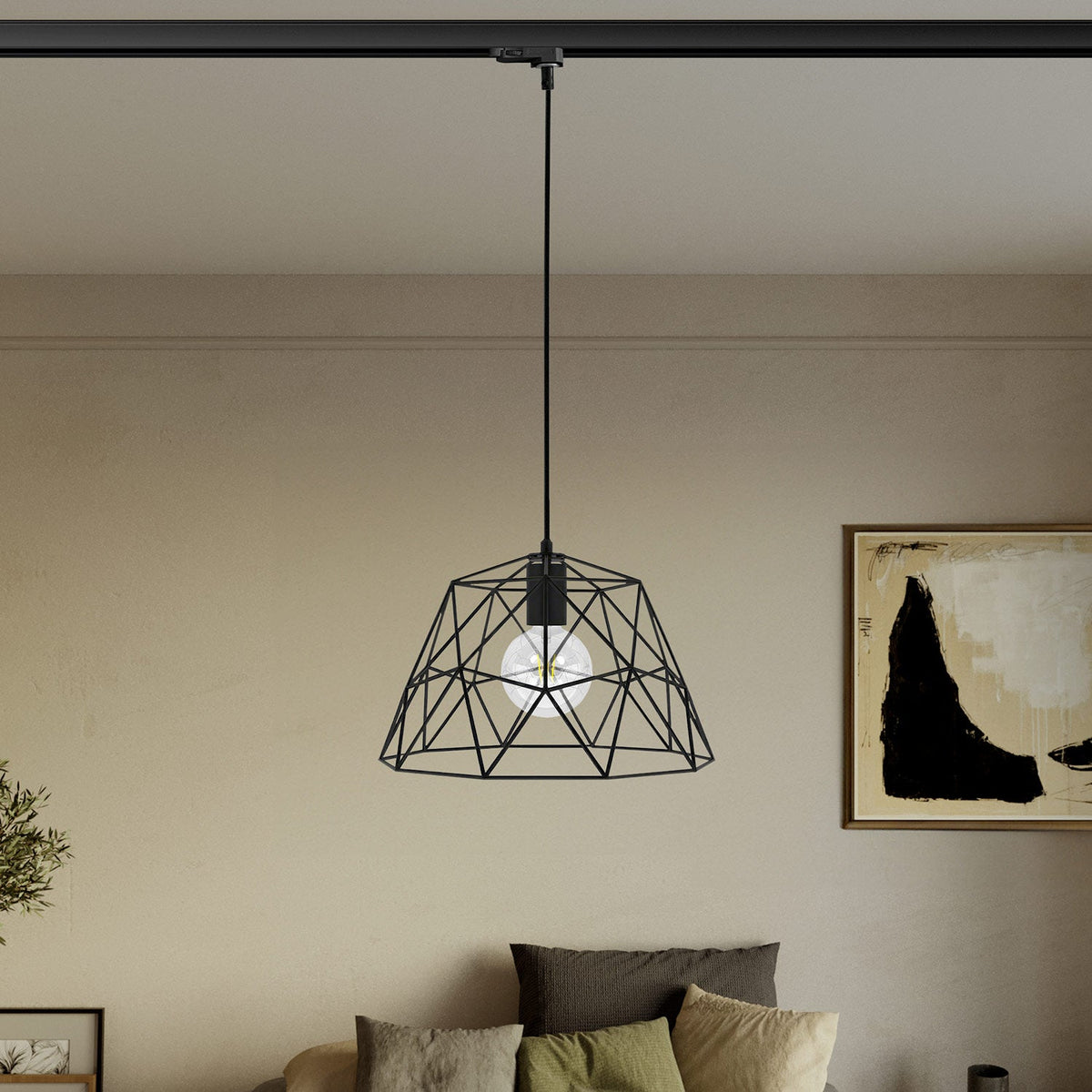 Lampada a sospensione con paralume Dome per binari - Nero