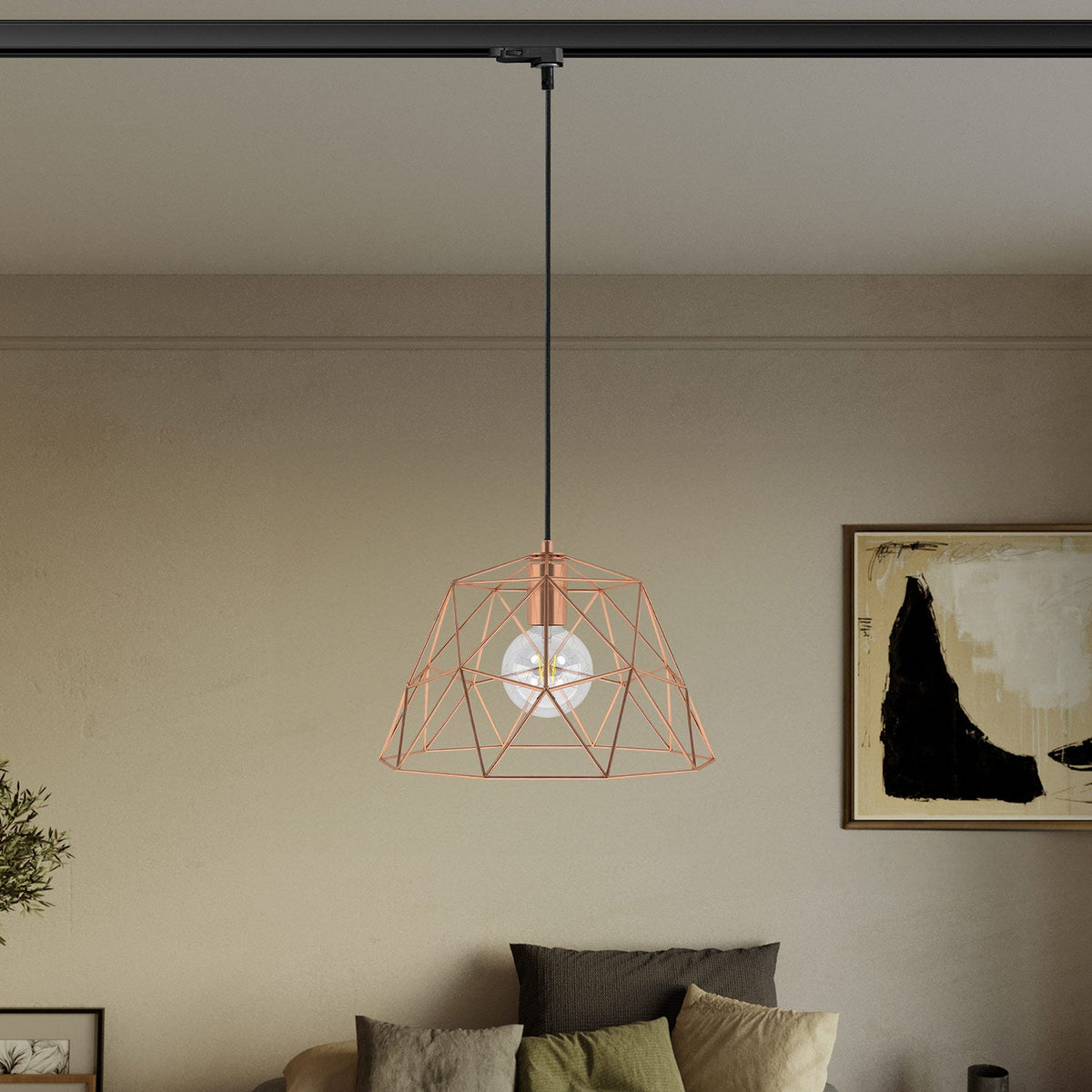 Lampada a sospensione con paralume Dome per binari - Rame