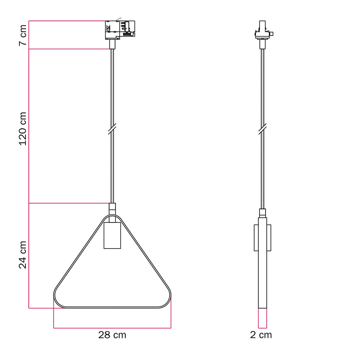Lampada a sospensione con paralume Duedì Apex a binari - Nero
