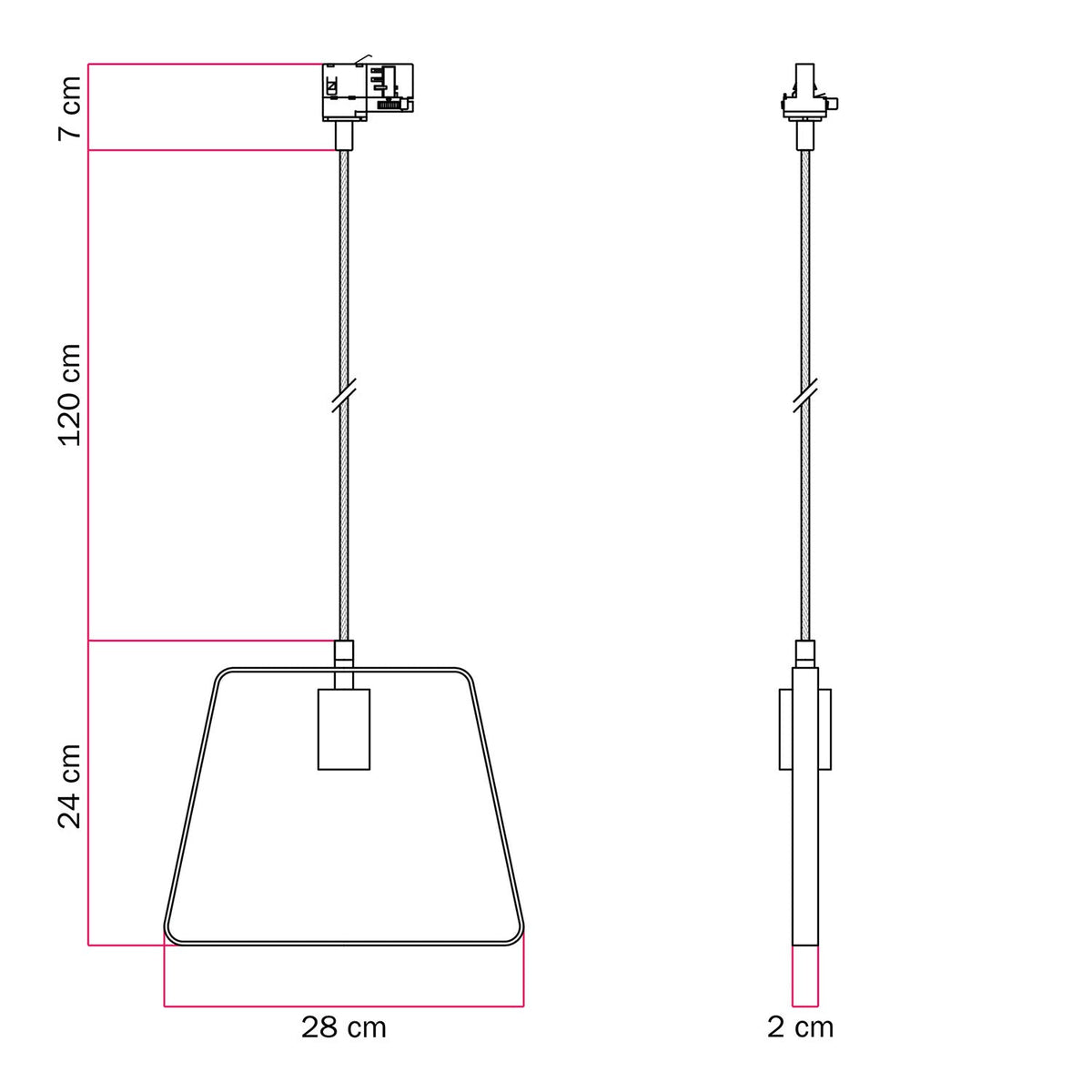 Lampada a sospensione con paralume Duedì Base per binari - Nero