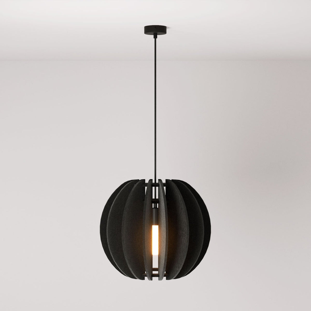Lampada a sospensione con paralume ellittico LAMPSHHADE in materiale fonoassorbente - Nero melange