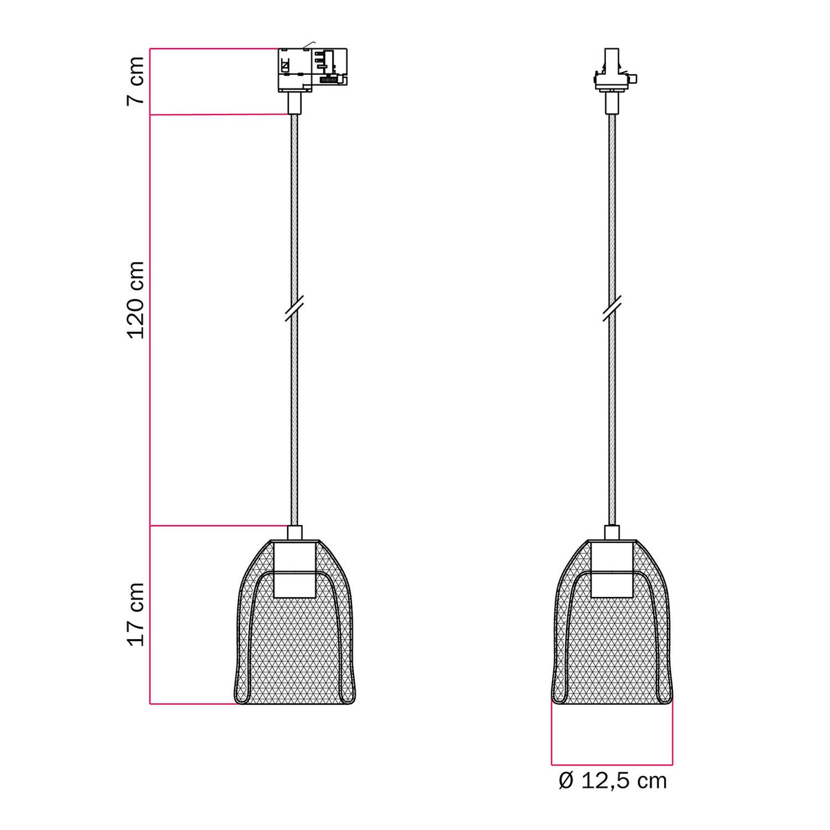 Lampada a sospensione con paralume Ghostbell per binario - Nero