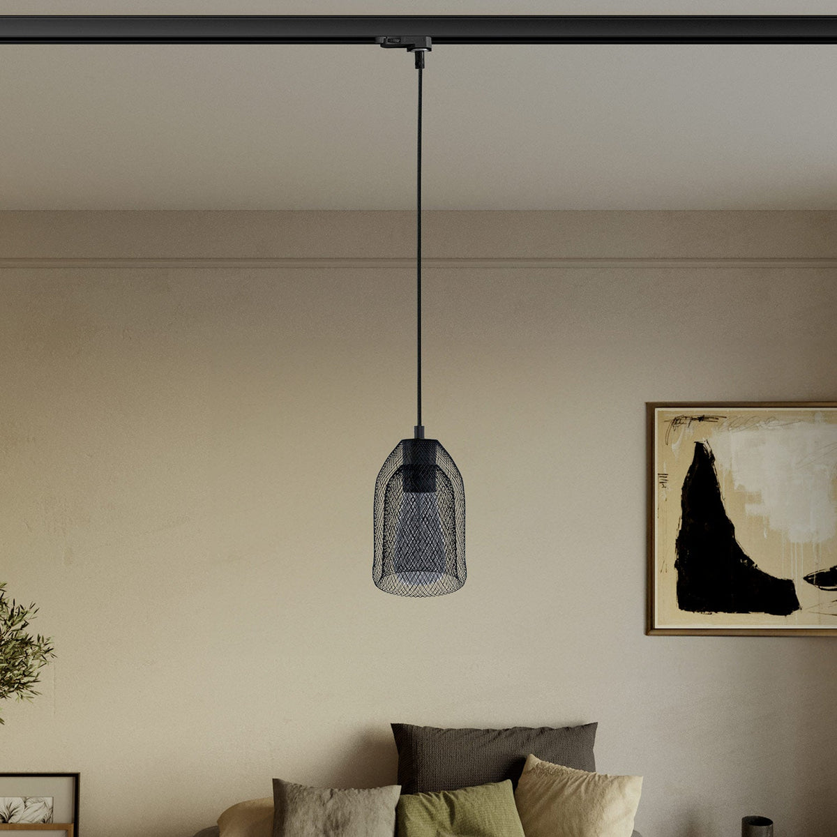 Lampada a sospensione con paralume Ghostbell per binario - Nero