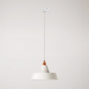 Lampada a sospensione con paralume in ceramica Industriale a binario - Bianco lucido