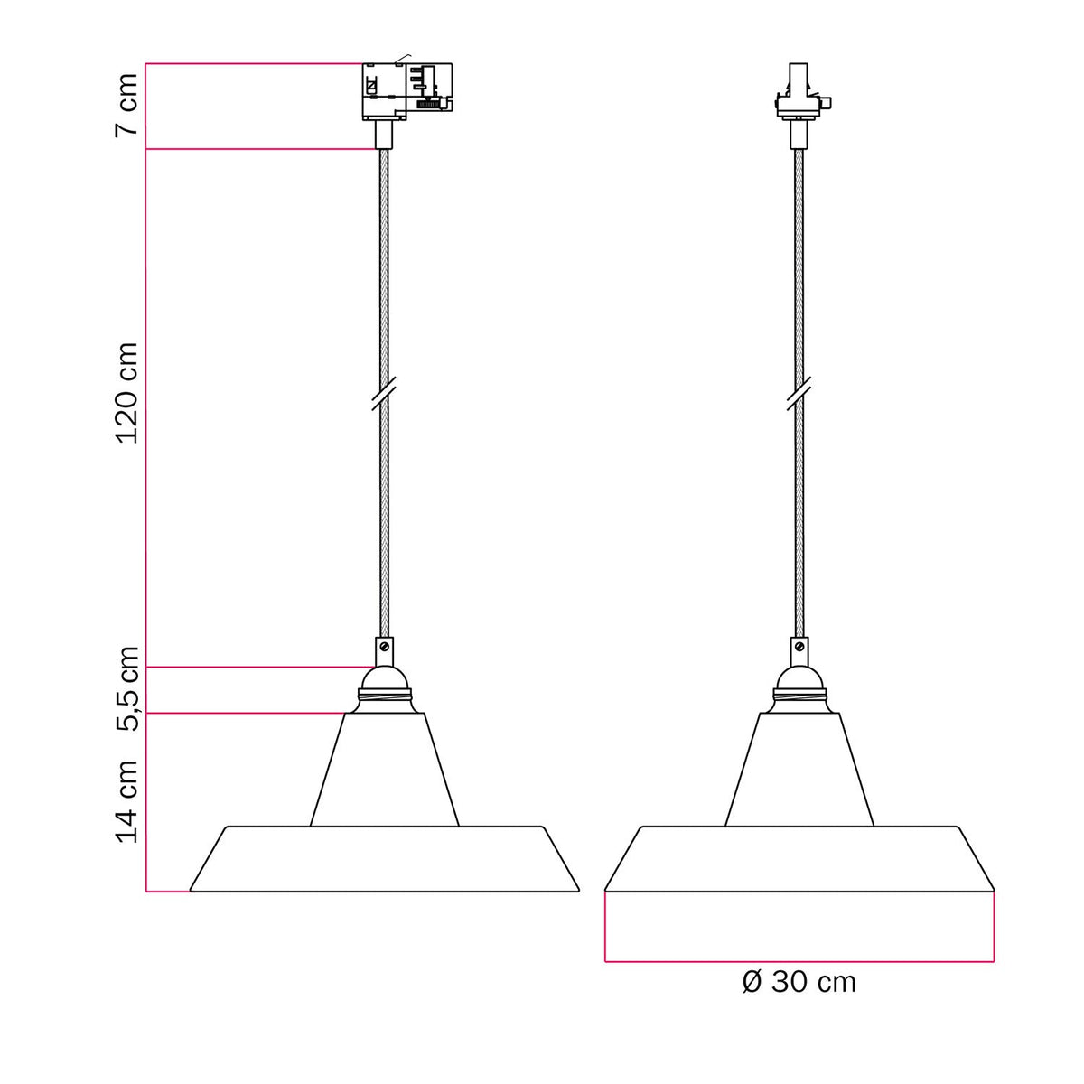 Lampada a sospensione con paralume in ceramica Industriale a binario - Effetto cemento