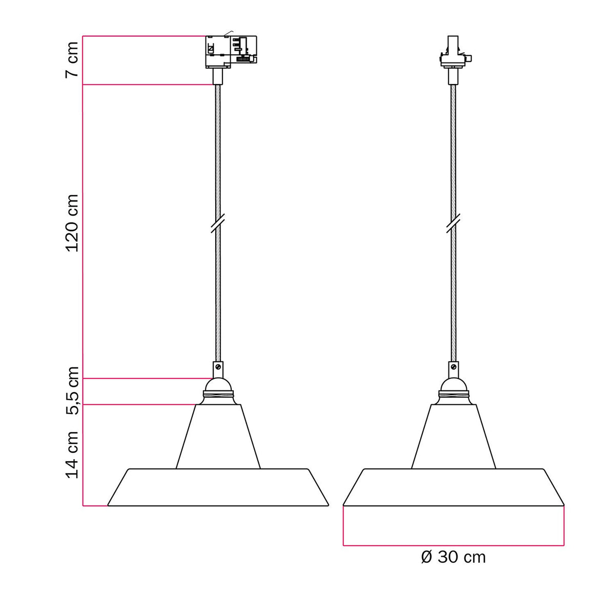 Lampada a sospensione con paralume in ceramica Industriale a binario - Nero