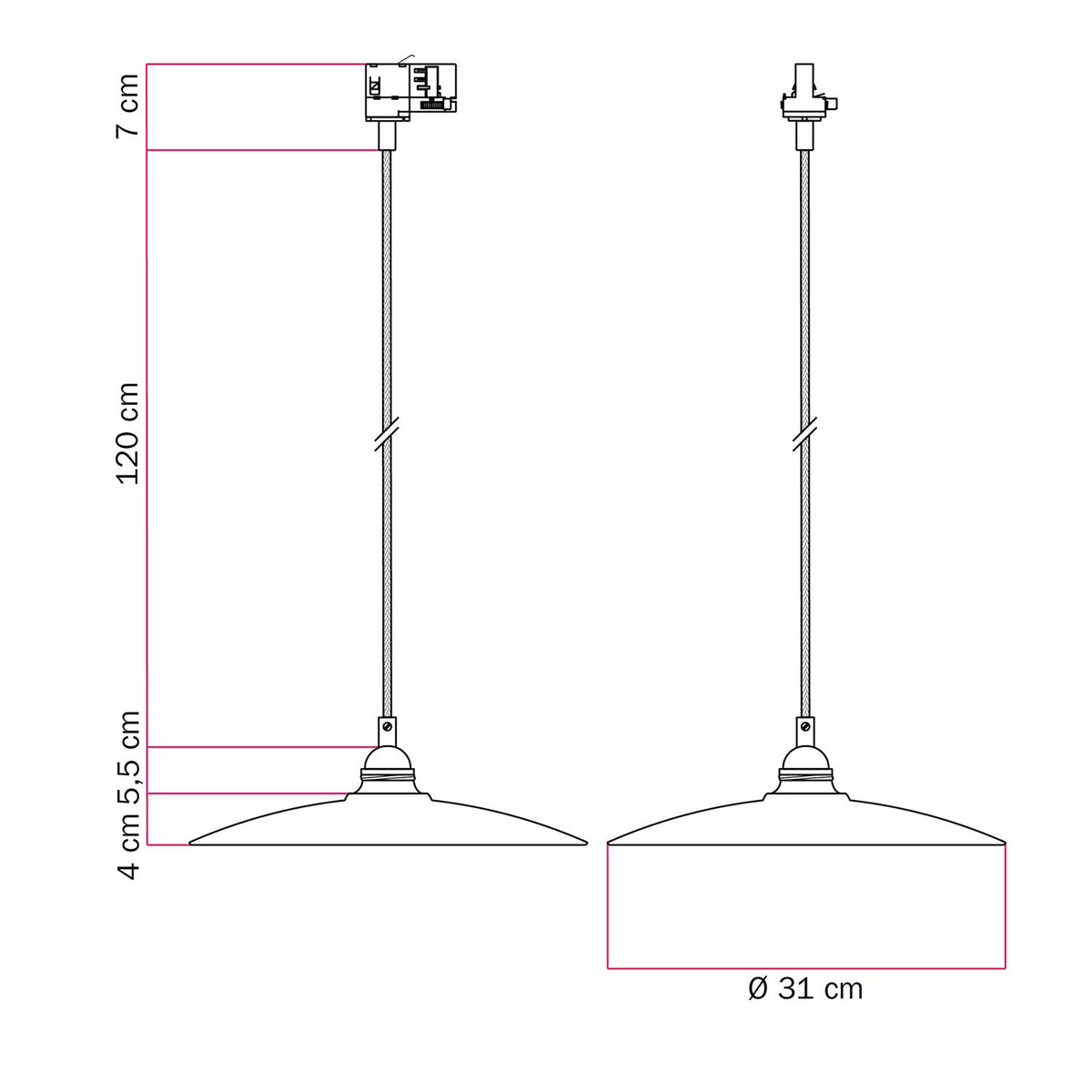 Lampada a sospensione con paralume in ceramica Piatto per binari - Effetto cemento