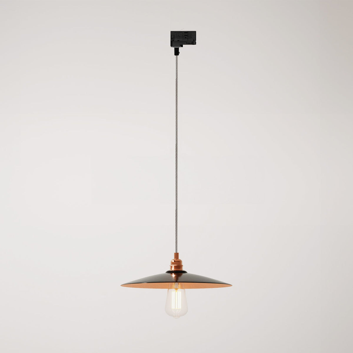 Lampada a sospensione con paralume in ceramica Piatto per binari - Nero