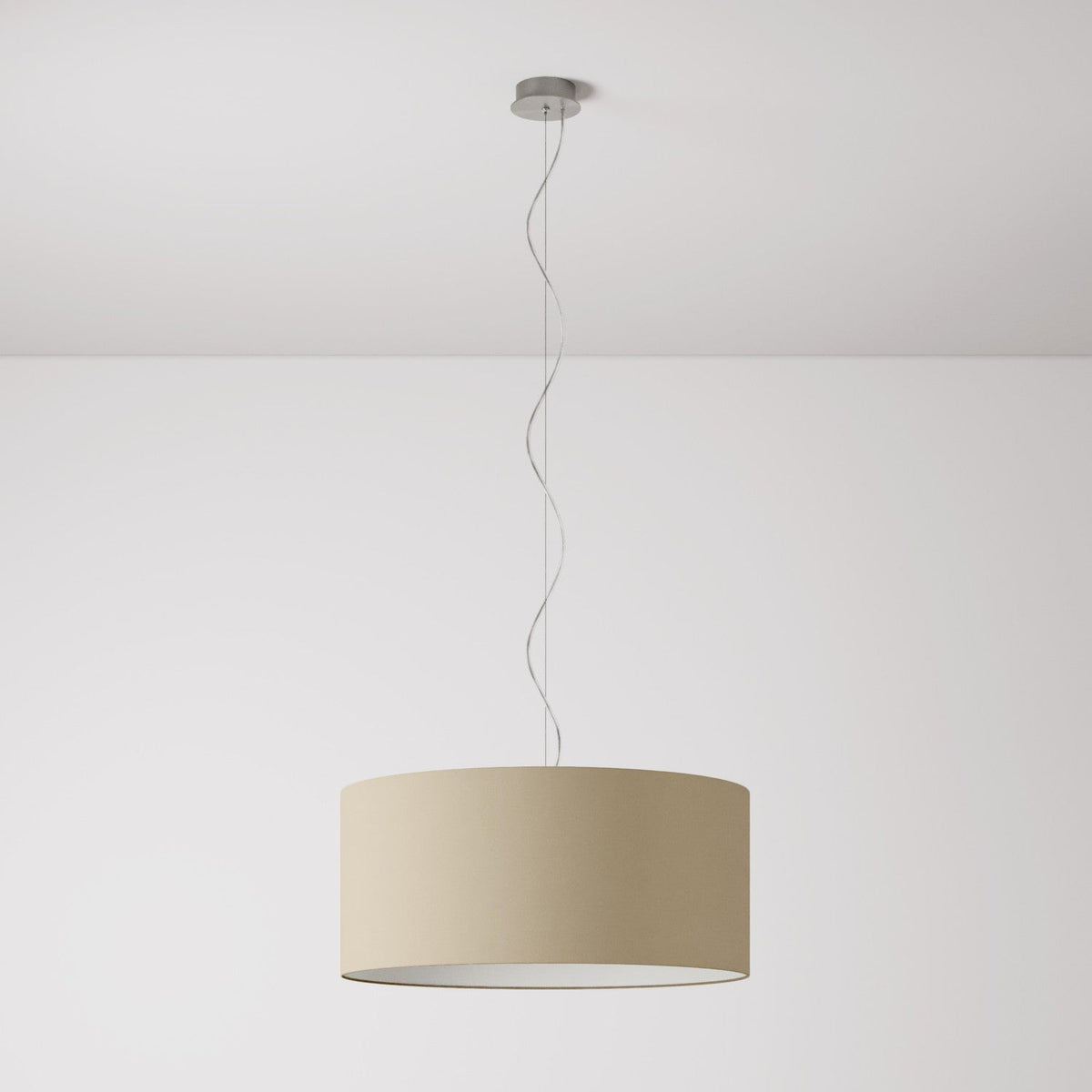 Lampada a sospensione con paralume in tessuto Cilindro Large - Made in Italy - Arenal Tortora No