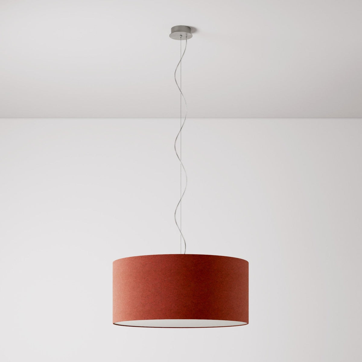 Lampada a sospensione con paralume in tessuto Cilindro Large - Made in Italy - Lana Aragosta Si