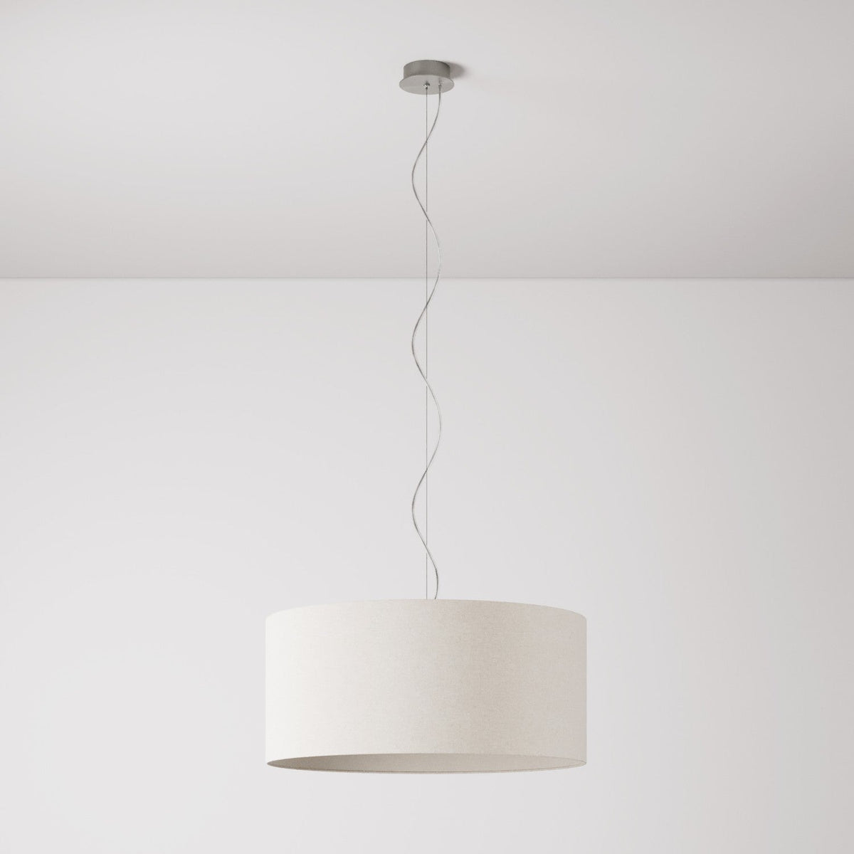 Lampada a sospensione con paralume in tessuto Cilindro Large - Made in Italy - Lana Sabbia No