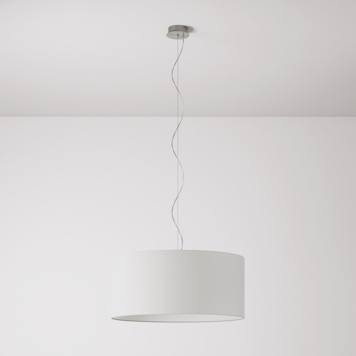 Lampada a sospensione con paralume in tessuto Cilindro Large - Made in Italy - Lino Crudo No